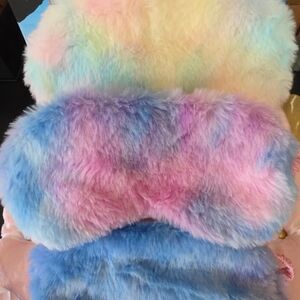 Plush Multicolor Kids And Adults Sleep Mask - Soft Rainbow Comfort